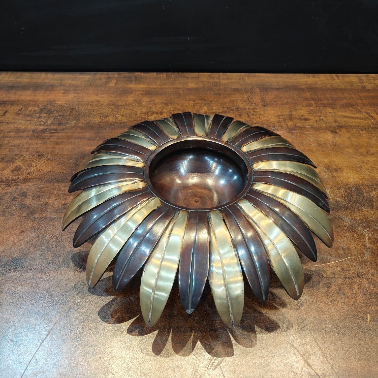 Brass Designer Urli Showpiece For Home Decor 14 Inches - Eco-friendly - Sama Homes