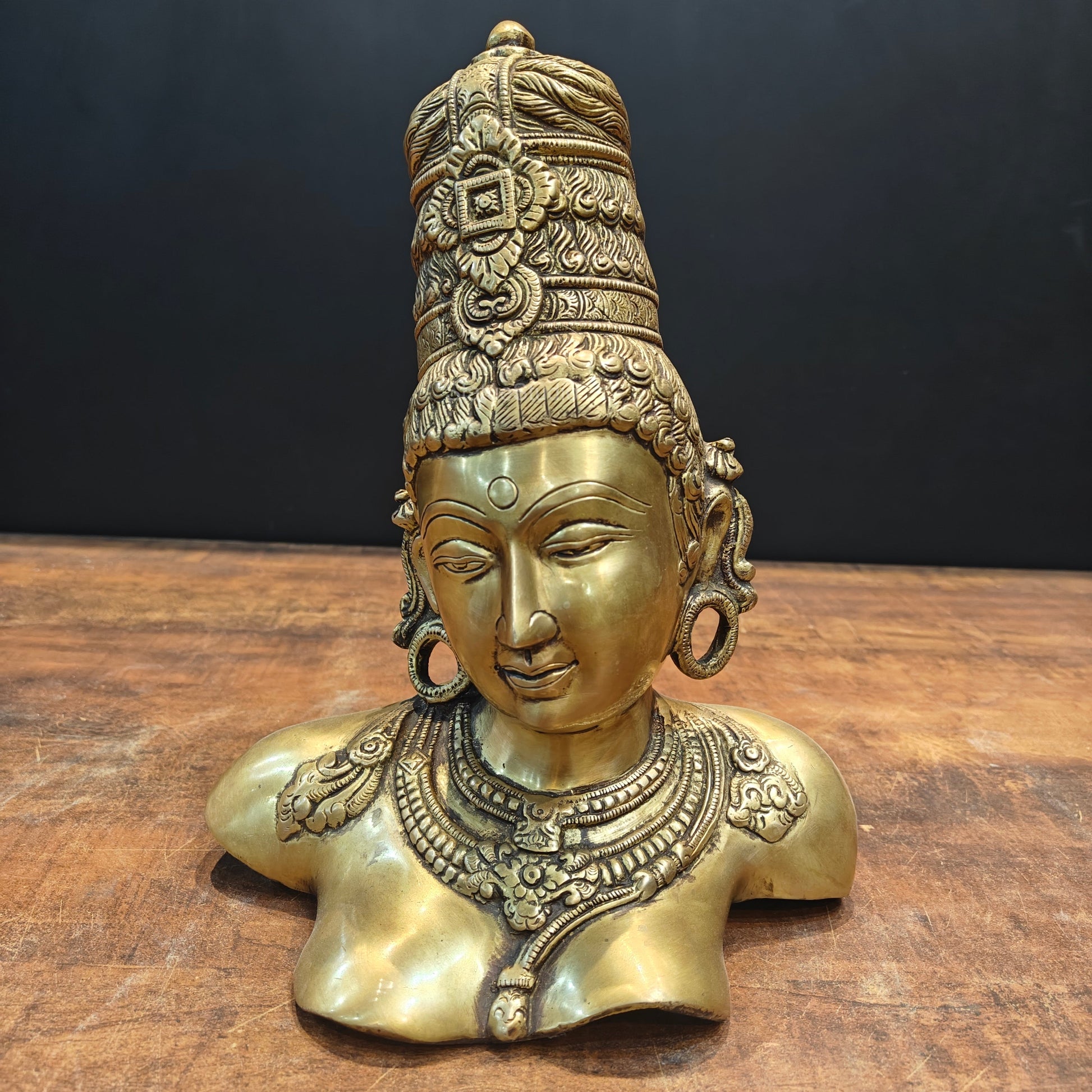 Brass Devi Parvati Bust Sculpture 12 Inches - Eco-friendly - Sama Homes
