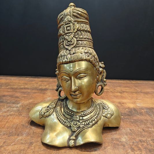 Brass Devi Parvati Bust Sculpture 12 Inches