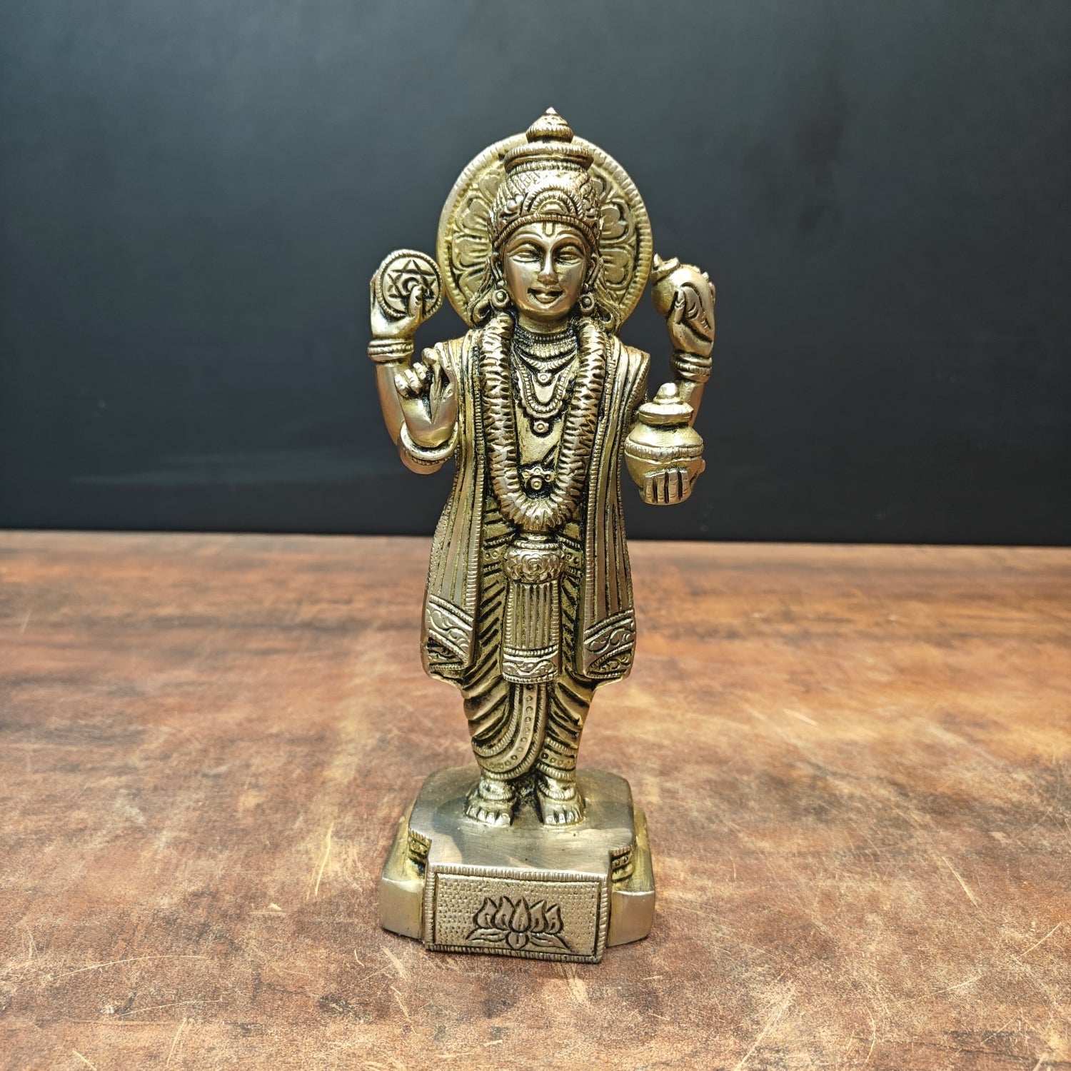 Brass Dhanvantari Statue The God of Ayurveda 9 Inch - Eco-friendly - Sama Homes