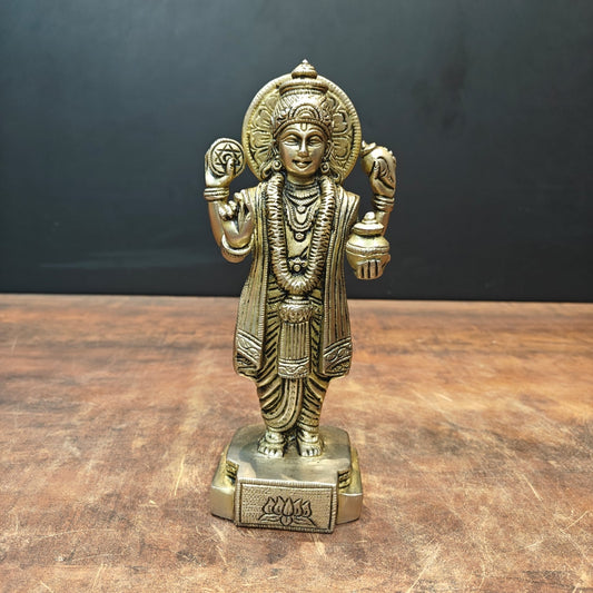 Brass Dhanvantari Statue The God of Ayurveda 9 Inch