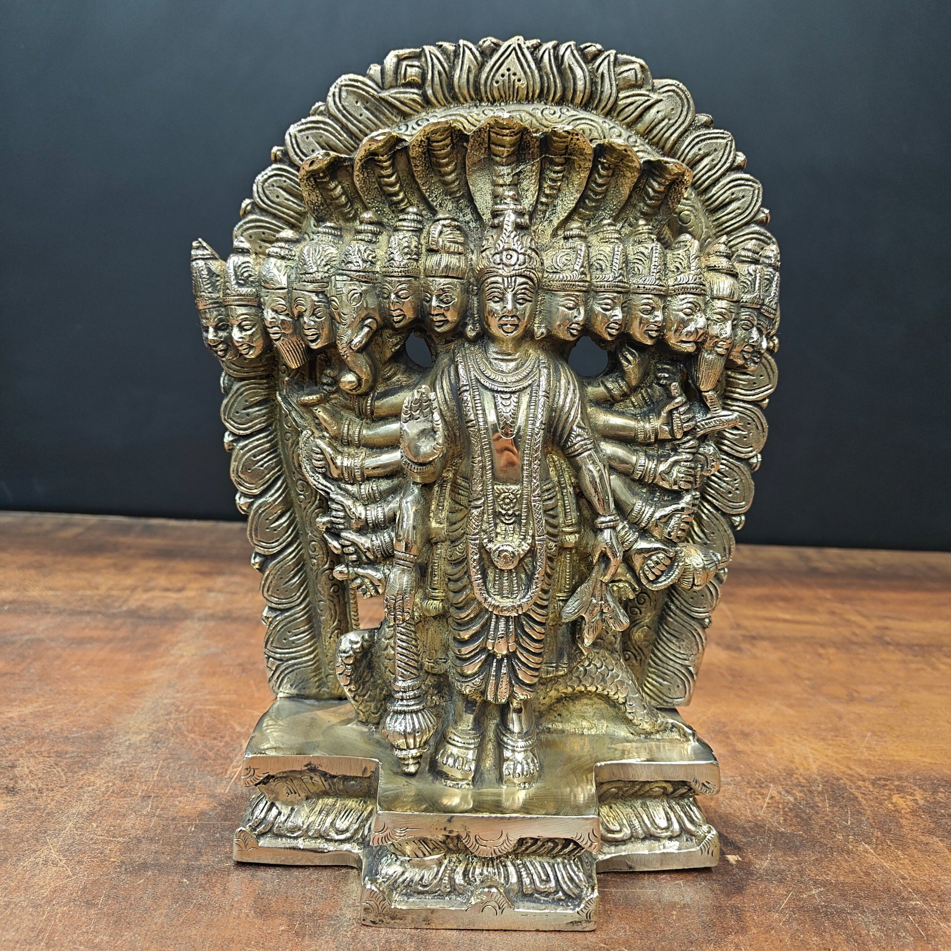 Brass Divine Vishwaroopam Of Lord Vishnu Idol Virat Swarup 11 Inch - Eco-friendly - Sama Homes