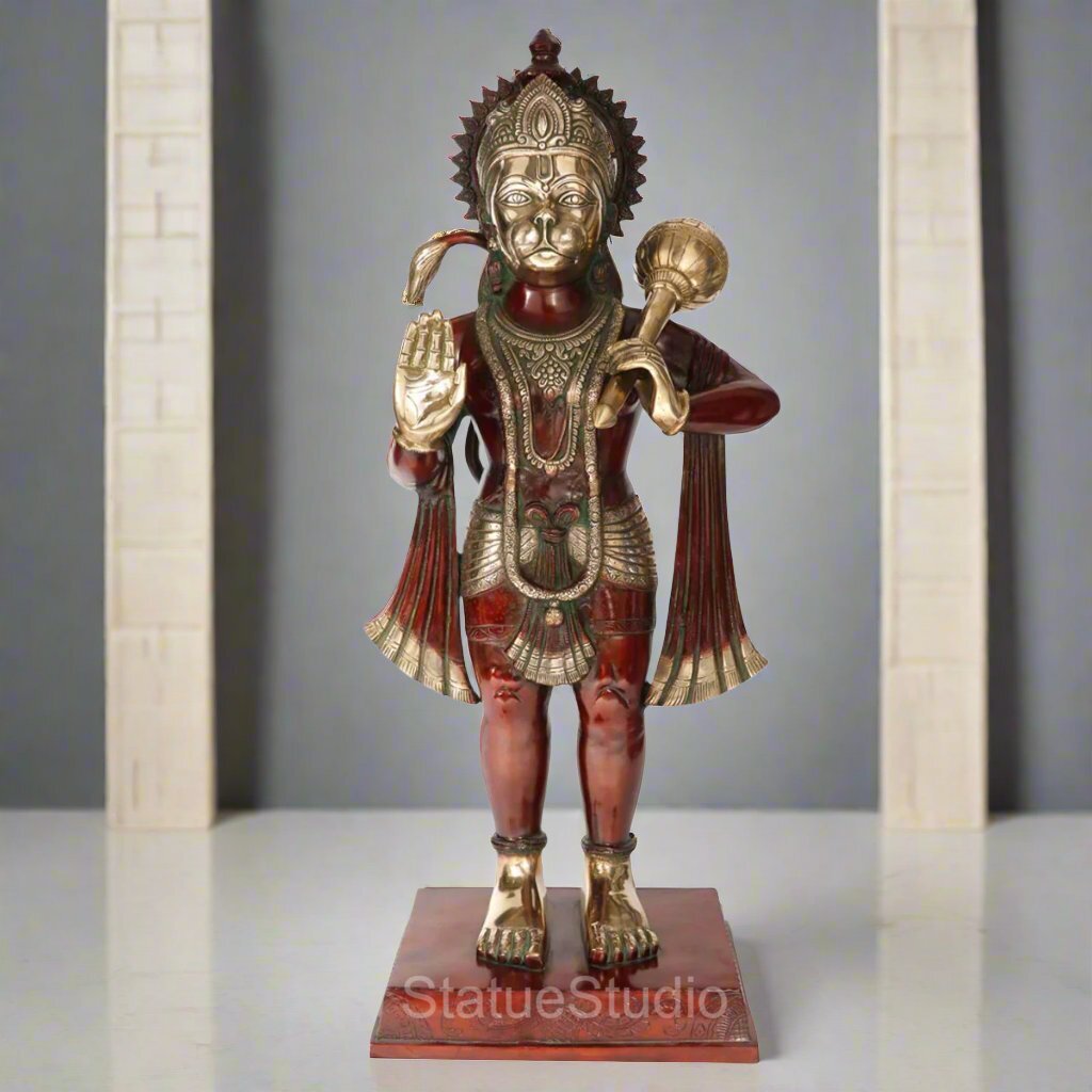 Brass Exclusive Standing Hanuman Statue For Home Decor 3 Feet - Eco-friendly - Sama Homes