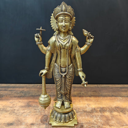 Brass Exclusive Standing Vishnu Idol 26 Inches by vendor-unknown - Hindu Gods