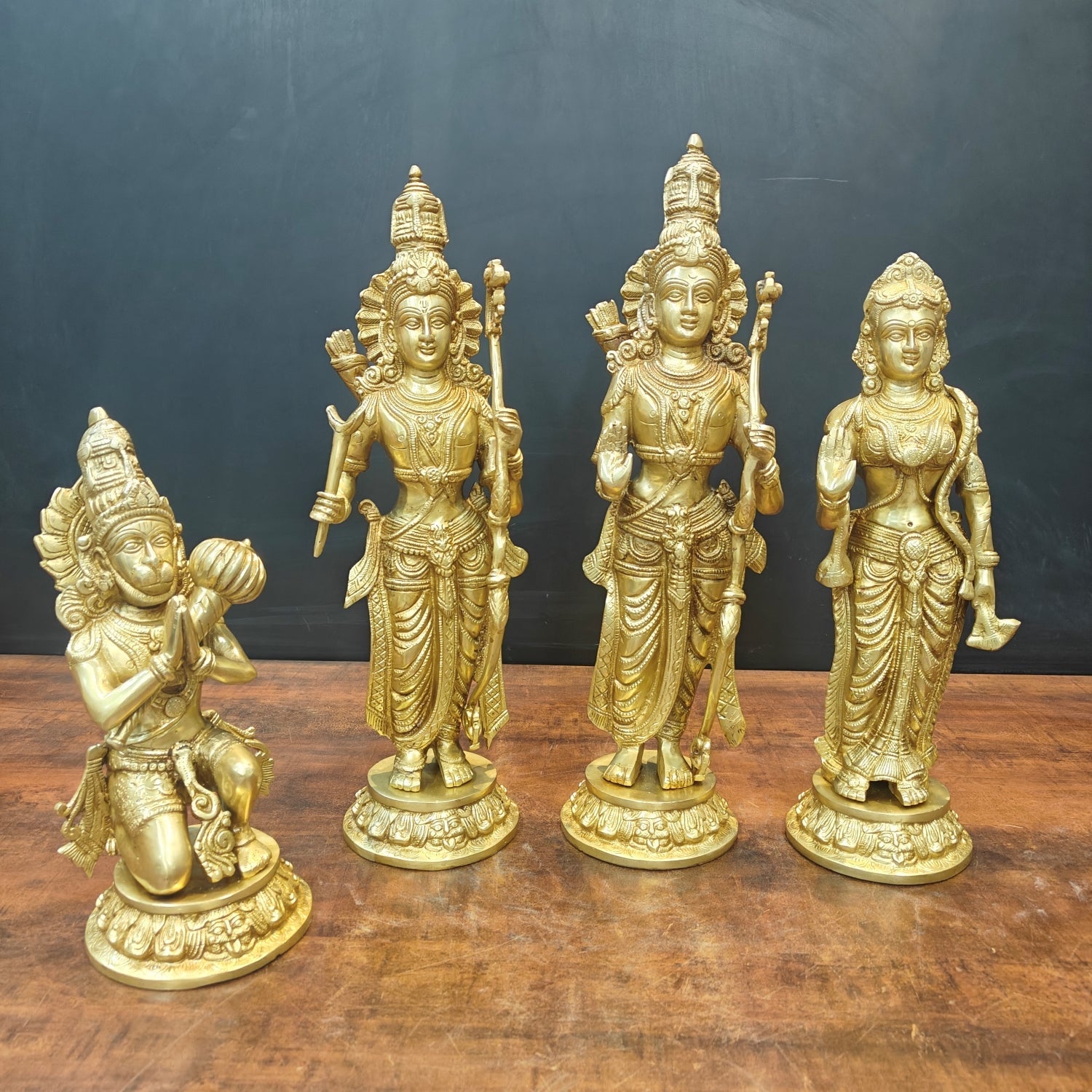Brass Exquisite Lord Rama Darbar Idols Set 20 Inches - Eco-friendly - Sama Homes