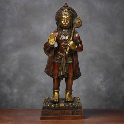 Brass Fine Craft Standing Hanuman Statue For Home Décor Lucky Gift 1.5 Feet by vendor-unknown - Hindu Gods