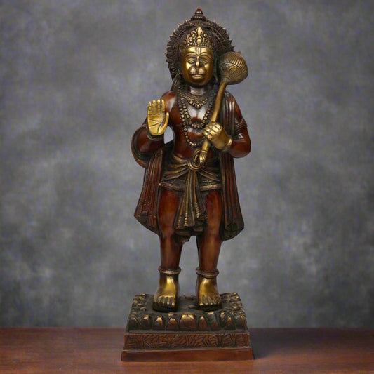 Brass Fine Craft Standing Hanuman Statue For Home Décor Lucky Gift 1.5 Feet