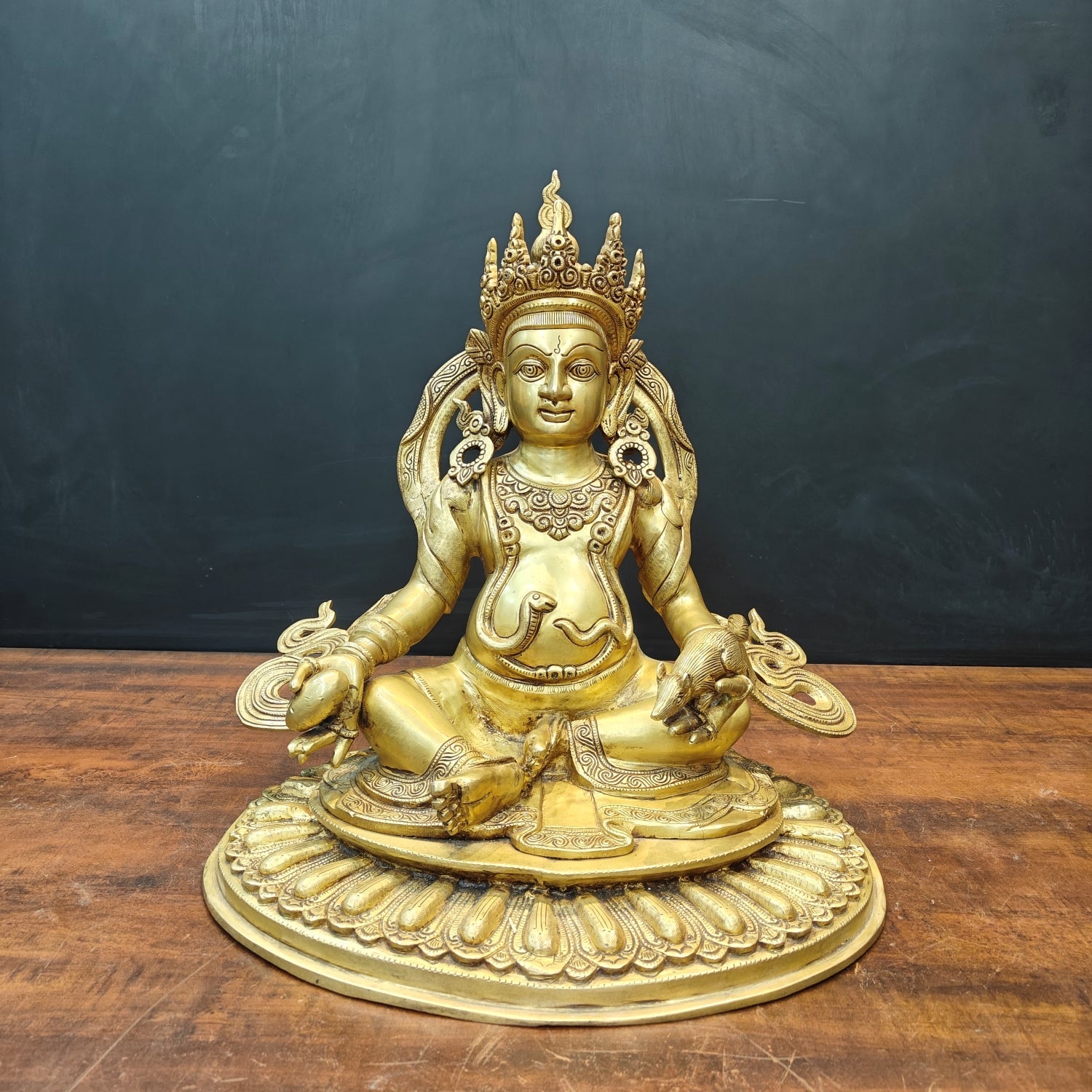 Brass Fine Large Kubera Idol God of Wealth & Prosperity 20 Inch - Eco-friendly - Sama Homes