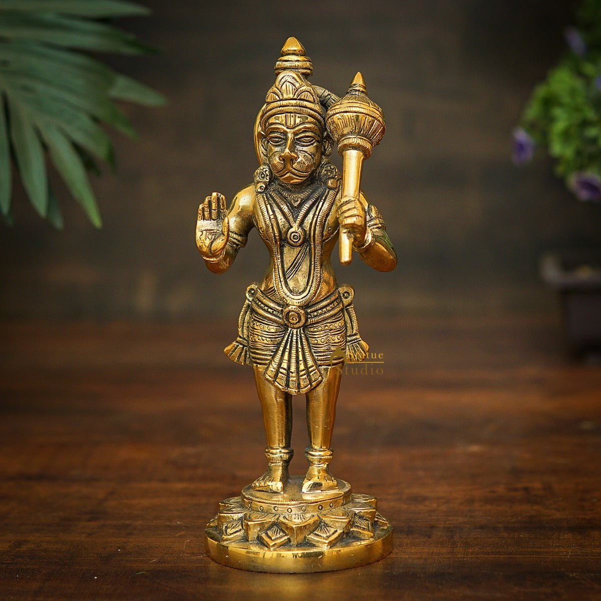 Brass Fine Standing Hanuman Idol 8 Inch - Eco-friendly - Sama Homes