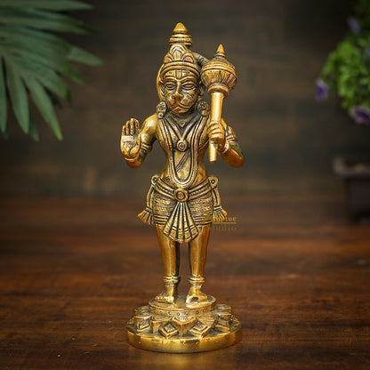 Brass Fine Standing Hanuman Idol 8 Inch by vendor-unknown - Hindu Gods