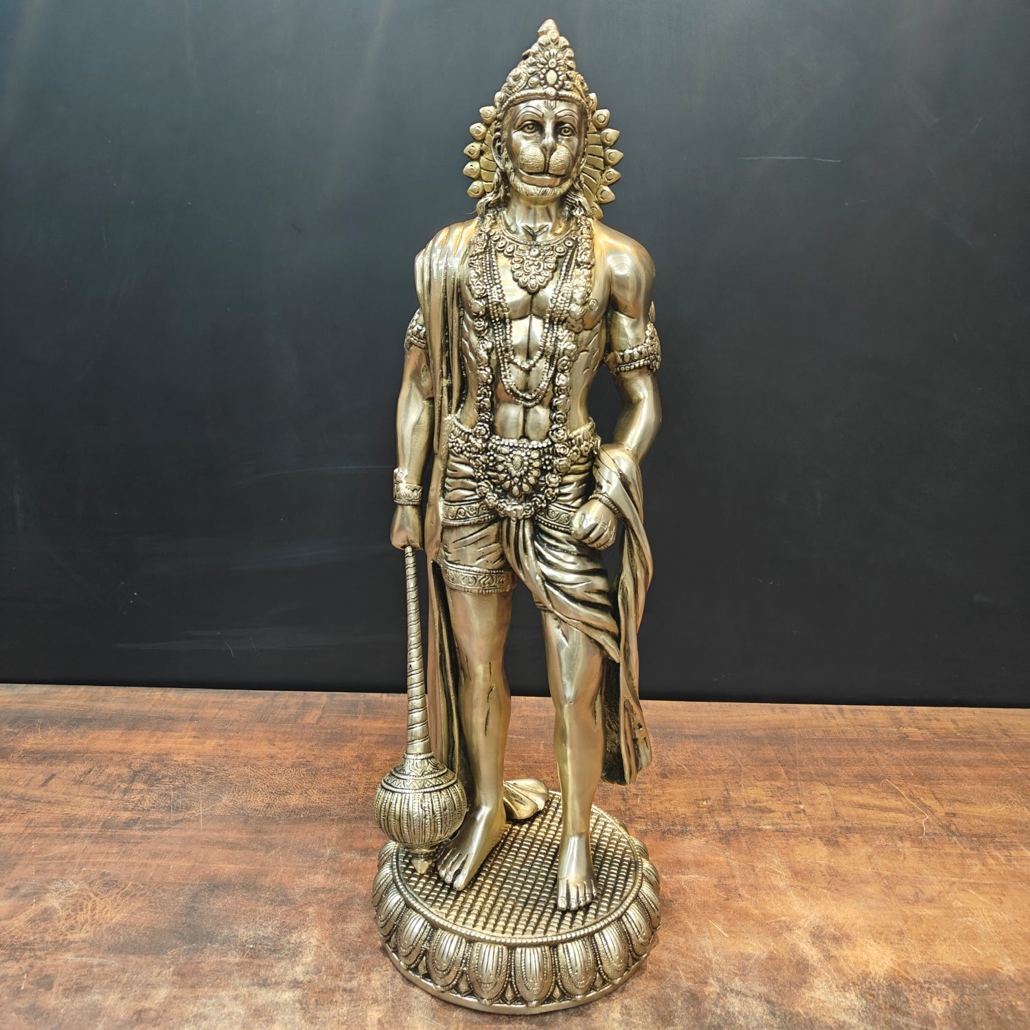 Brass Finely Crafted Standing Hanuman Statue 2 Feet - Eco-friendly - Sama Homes