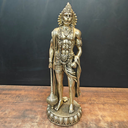 Brass Finely Crafted Standing Hanuman Statue 2 Feet by vendor-unknown - Hindu Gods