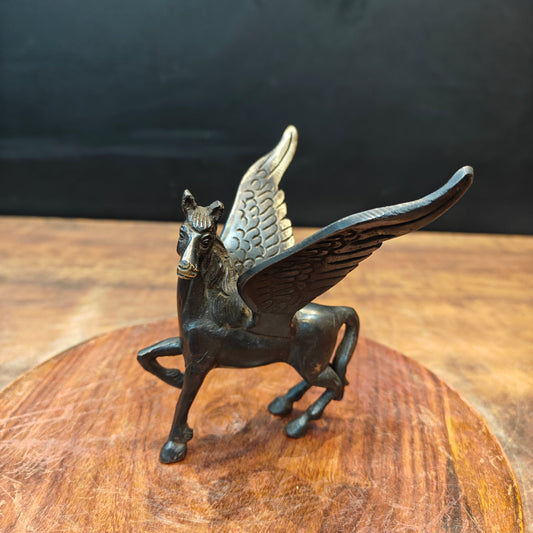 Brass Flying Angel Horse Statue Antique Finish For Decor Showpiece 4.5 Inch