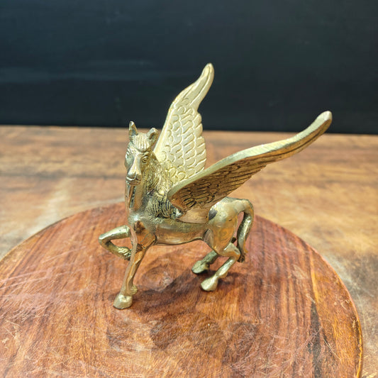 Brass Flying Angel Horse Statue For Decor Showpiece 4.5 Inch