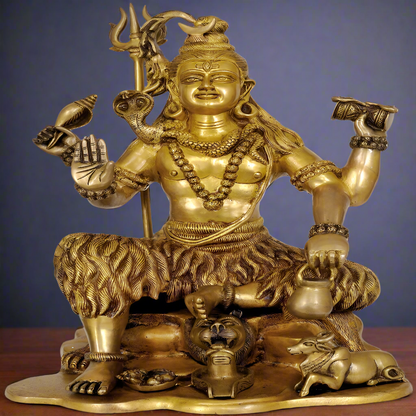 Brass Four-Armed Shiva Statue 1.5 Feet by vendor-unknown - Hindu Gods
