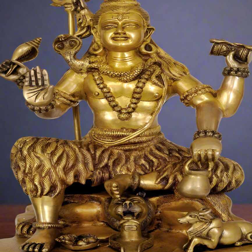 Brass Four-Armed Shiva Statue 1.5 Feet - Image 2