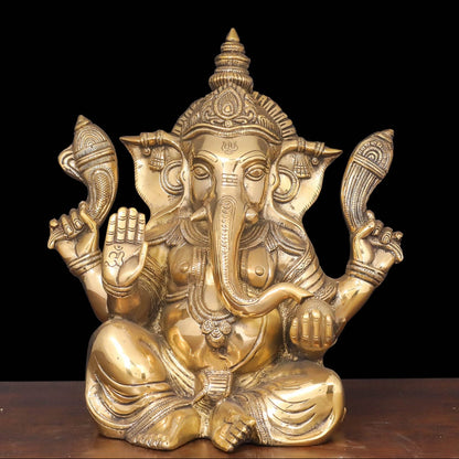 Brass Ganesha Idol For Home Decor Showpiece 1 Feet by vendor-unknown - Hindu Gods