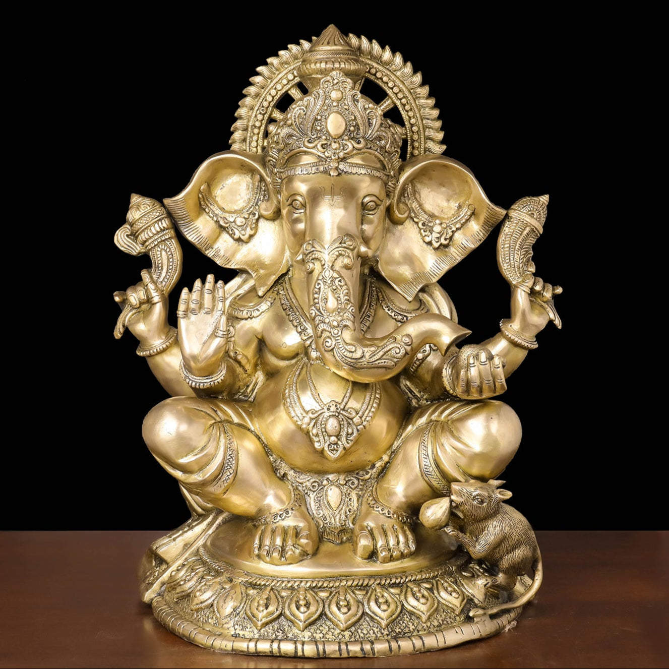 Brass Ganesha Statue Antique Finish For Home Decor 2 Feet