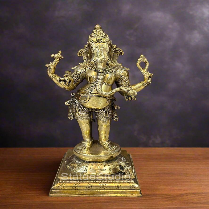 Brass Ganesha Statue For Home Decor Showpiece 1.5 Feet - Eco-friendly - Sama Homes