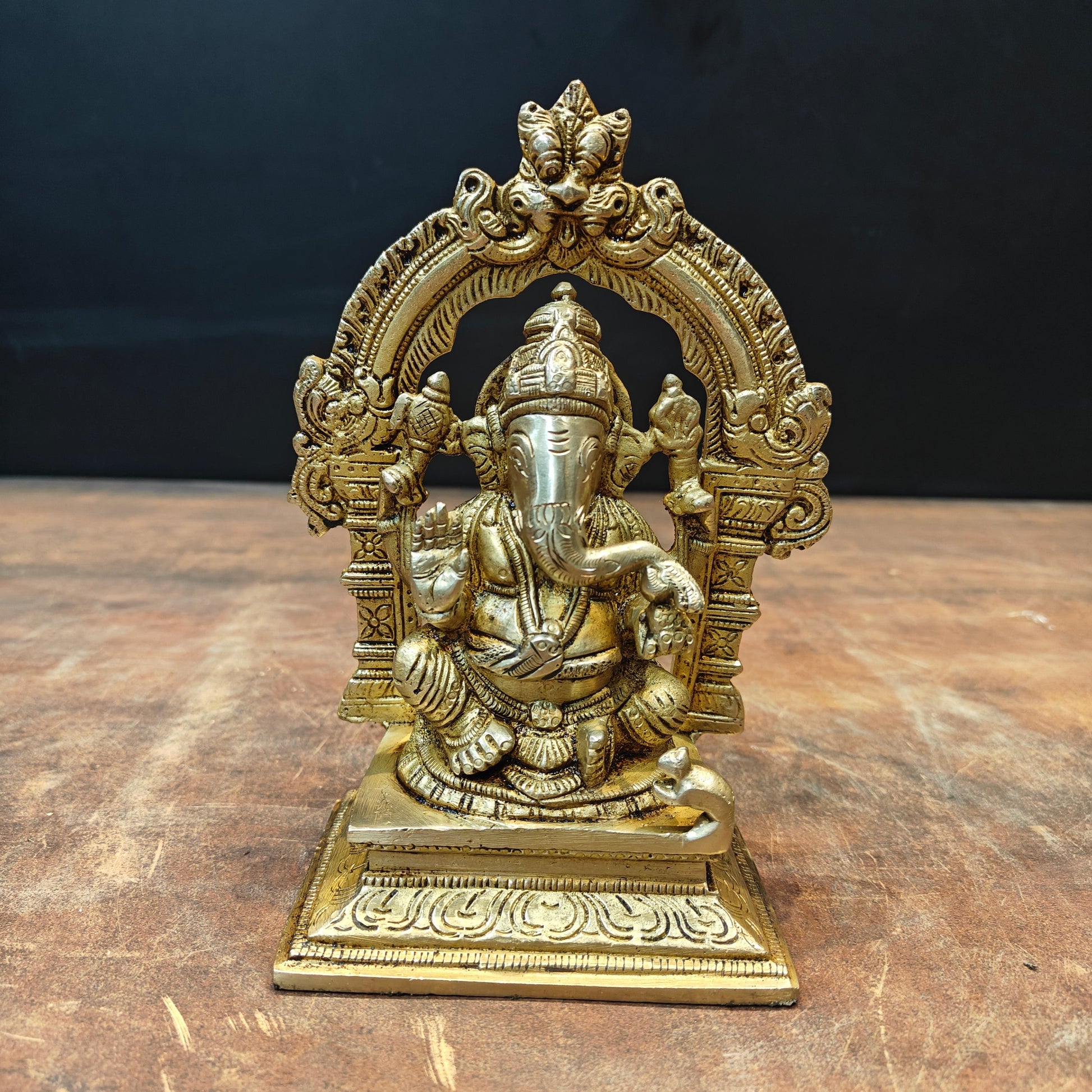 Brass Ganesha Statue For Home Temple Decor 7 Inch - Eco-friendly - Sama Homes