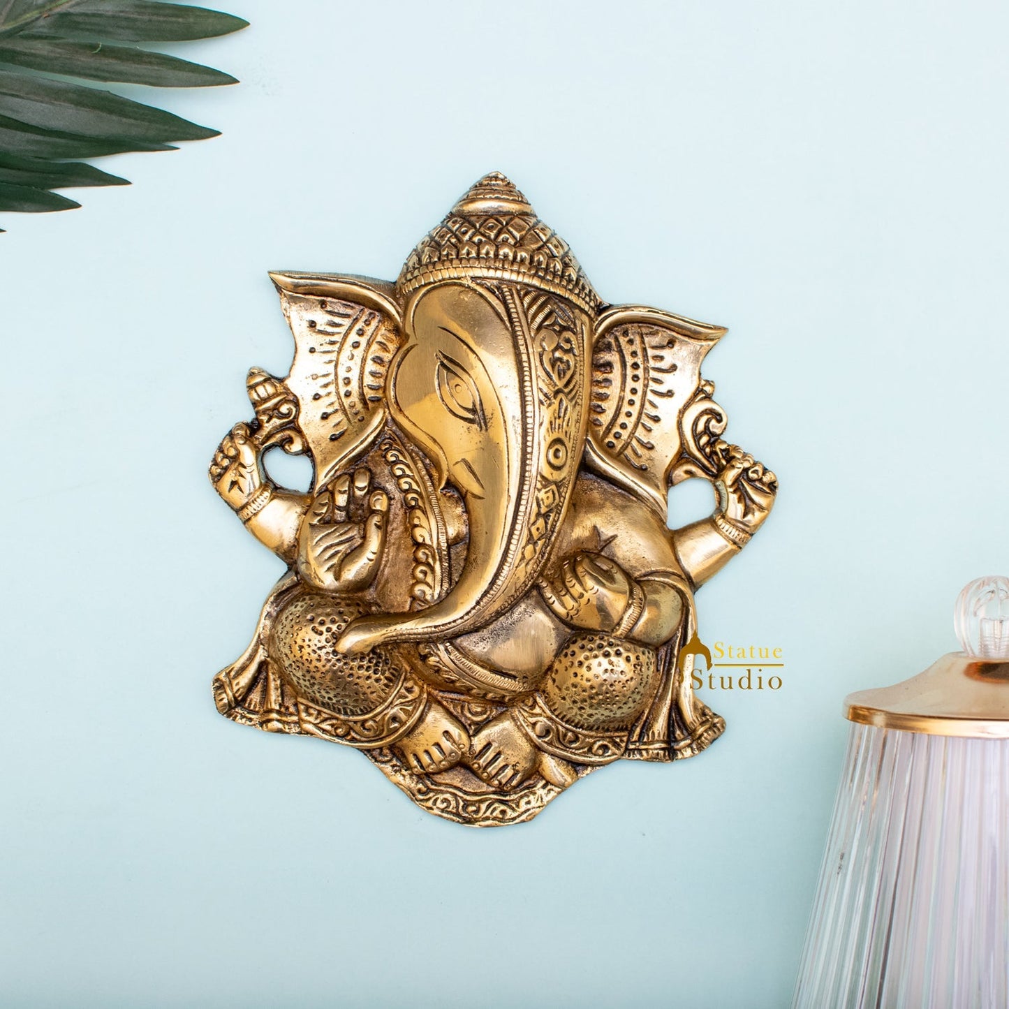 Brass Ganesha Wall Hanging Unique Design 8.5 Inch