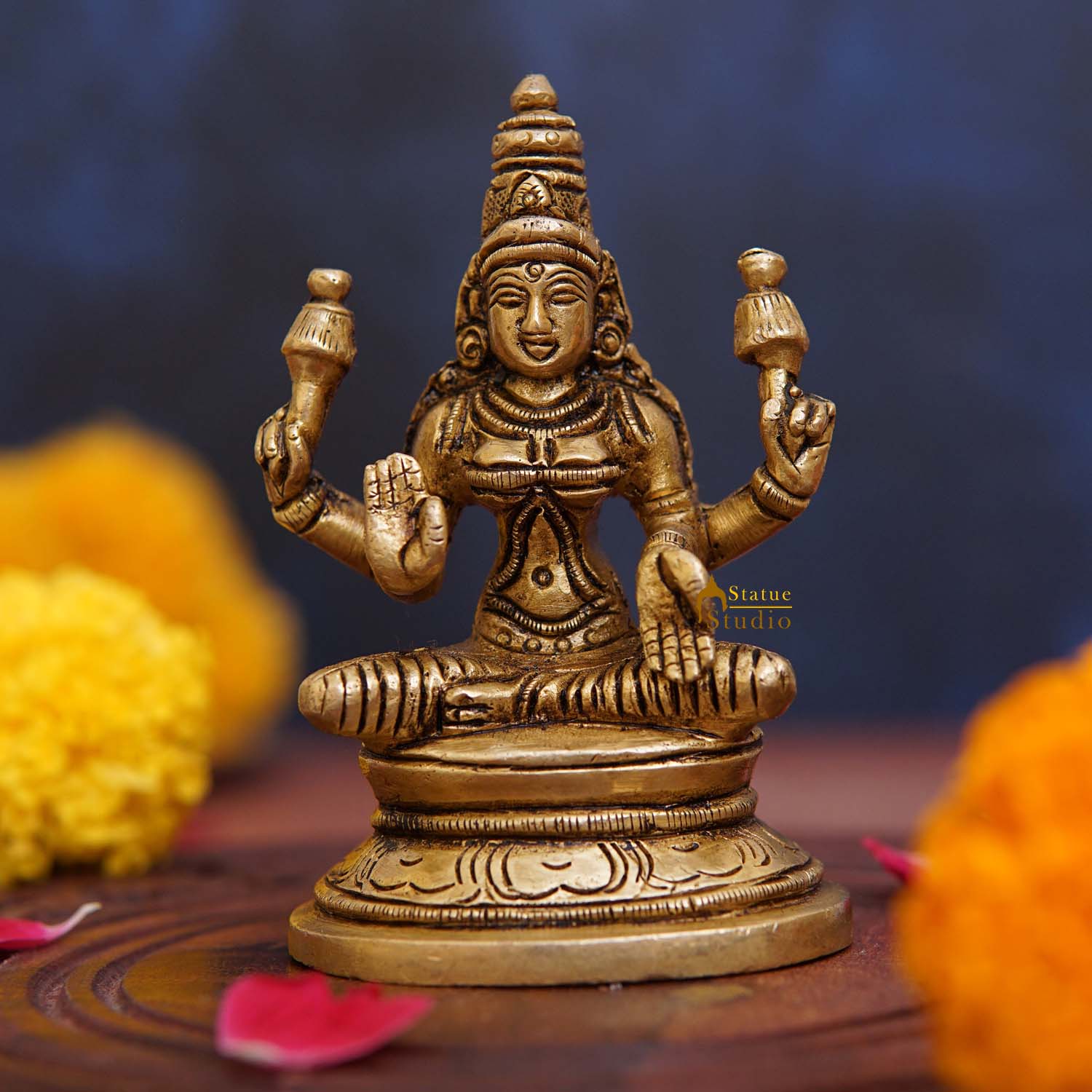Brass Goddess Lakshmi Idol 3.5 Inch - Eco-friendly - Sama Homes
