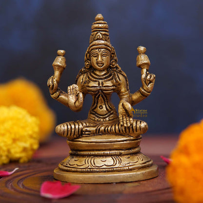 Brass Goddess Lakshmi Idol 3.5 Inch by vendor-unknown - Hindu Gods