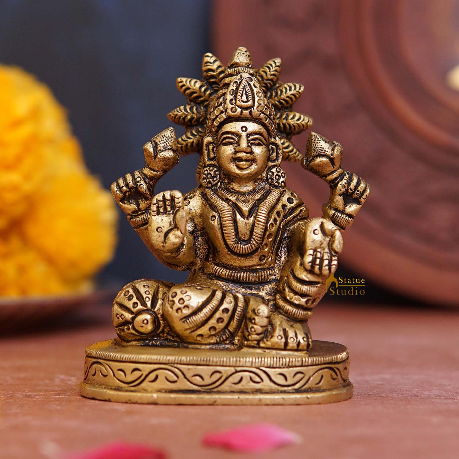 Brass Goddess Lakshmi Idol 3 Inch - Eco-friendly - Sama Homes