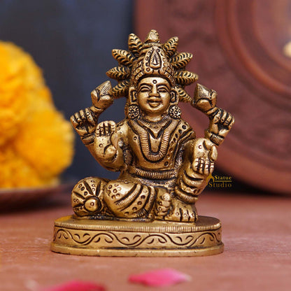 Brass Goddess Lakshmi Idol 3 Inch by vendor-unknown - Hindu Gods