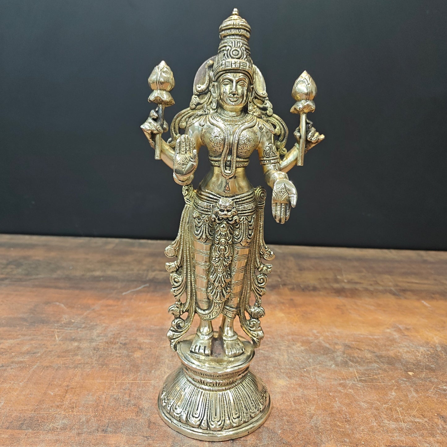 Brass Goddess Lakshmi Idol For Home Temple Décor 12 Inch