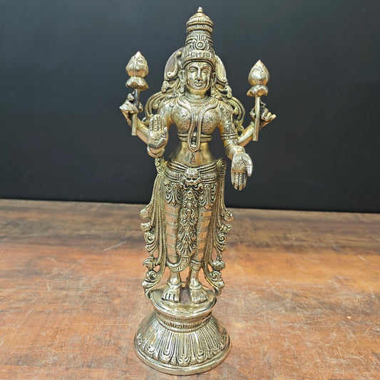 Brass Goddess Lakshmi Idol For Home Temple Décor 12 Inch
