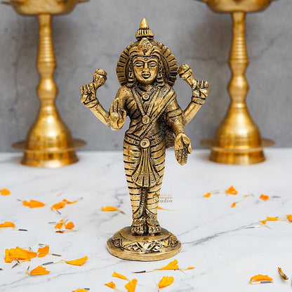 Brass Goddess Lakshmi Statue 6.5 Inch by vendor-unknown - Hindu Gods