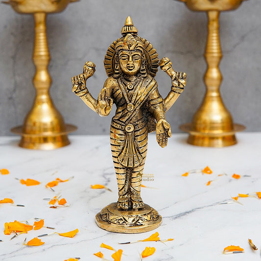 Brass Goddess Lakshmi Statue 6.5 Inch