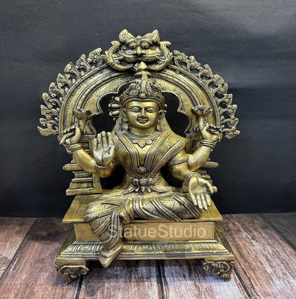 Brass Goddess Lakshmi Statue Antique Finish For Home Decor 1.5 Feet by vendor-unknown - Hindu Gods