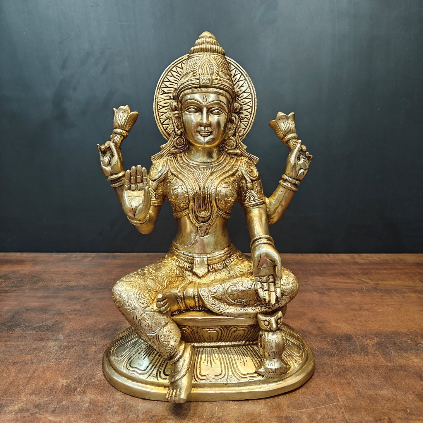 Brass Goddess Lakshmi Statue For Home Decor 15 Inches