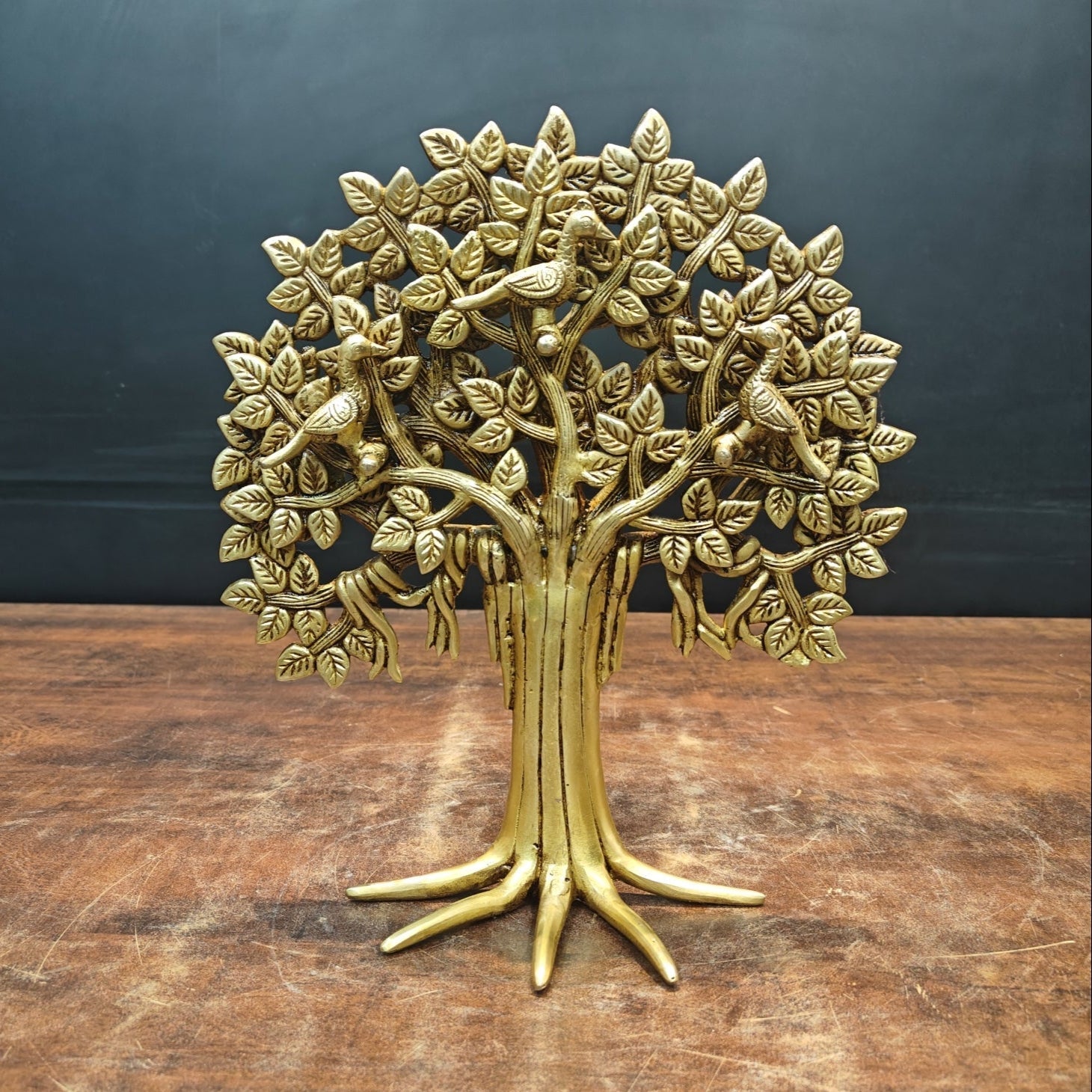 Brass Handcrafted Kalpavriksha Life Of Tree Decorative Showpiece 12 Inch - Eco-friendly - Sama Homes