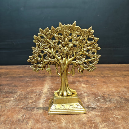 Brass Handcrafted Kalpavriksha Life Of Tree Decorative Showpiece 8 Inch by vendor-unknown - Decor