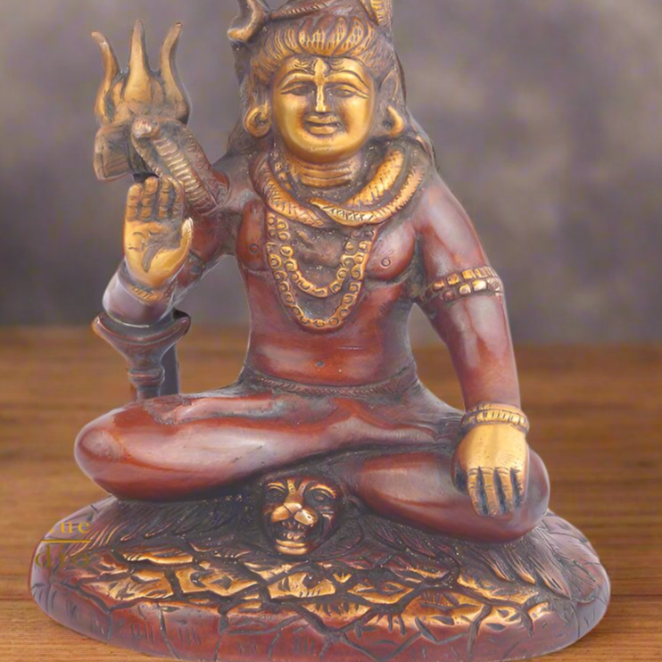 Brass Handicraft Shiva Statue Hindu God Shankar Bhagwan 8 Inch - Image 2