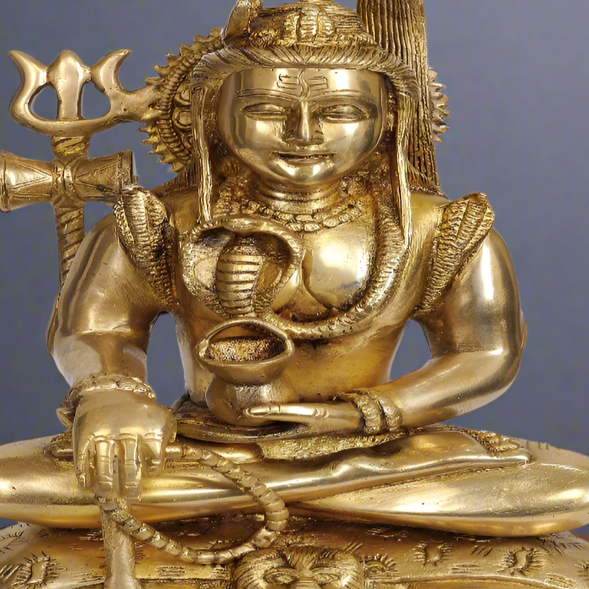 Brass Handmade Hindu Deity Lord Shiva Idol Shankar Murti 9 Inch