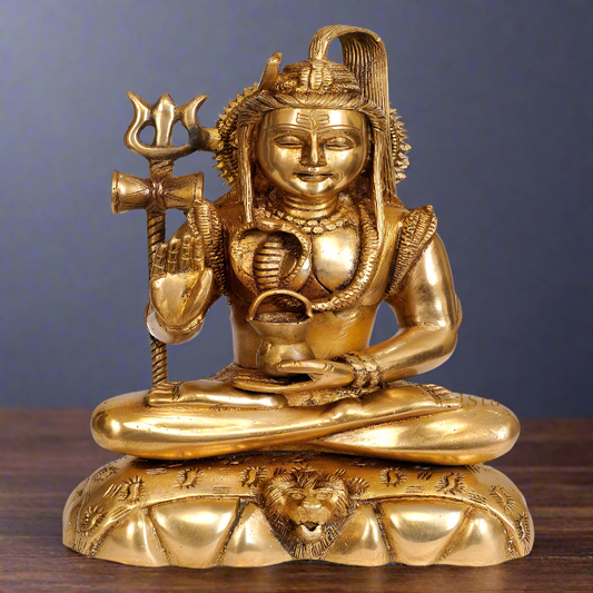 Brass Handmade Lord Shiva Statue 9 Inch