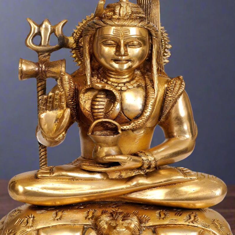 Brass Handmade Lord Shiva Statue 9 Inch