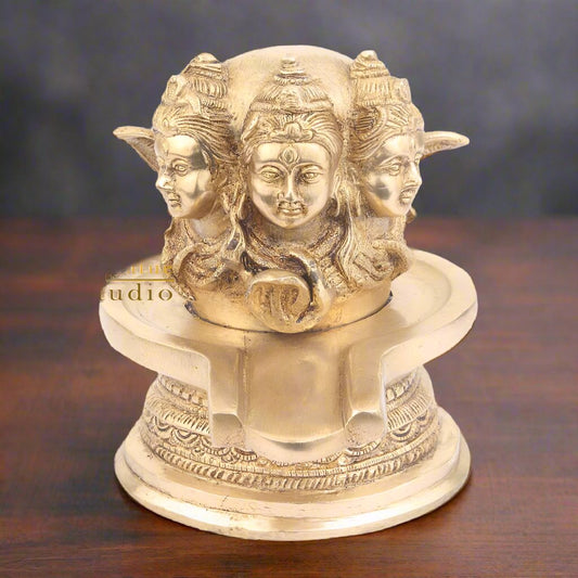 Brass Handmade Sacred Divine Lord Shiva Lingam Temple Idol 7"