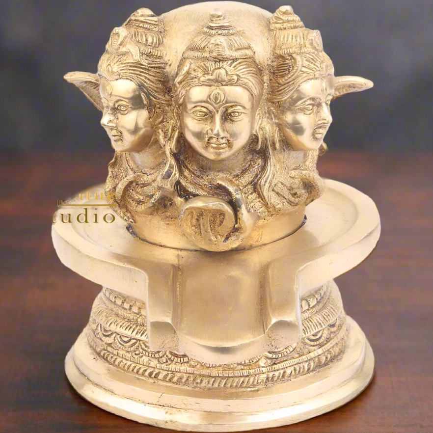 Brass Handmade Sacred Divine Lord Shiva Lingam Temple Idol 7"