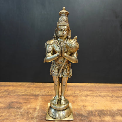 Brass Hanuman Idol Standing In Namaskar Posture 23 Inch by vendor-unknown - Hindu Gods