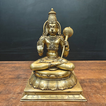 Brass Hanuman Statue Antique Finish For Home Temple Decor 1.5 Feet by vendor-unknown - Hindu Gods