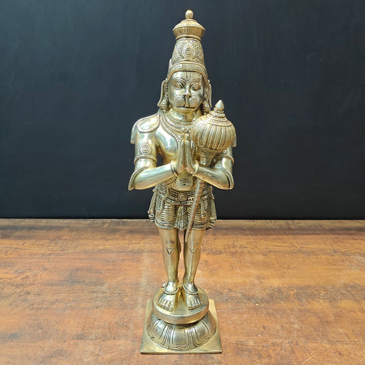 Brass Hanuman Statue in Namashkar Mudra 2 Feet