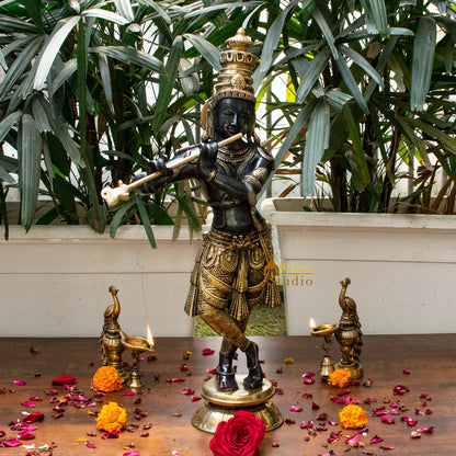 Brass Hindu God Krishna Idol Statue Decor 2 Feet by vendor-unknown - Hindu Gods (View 3)