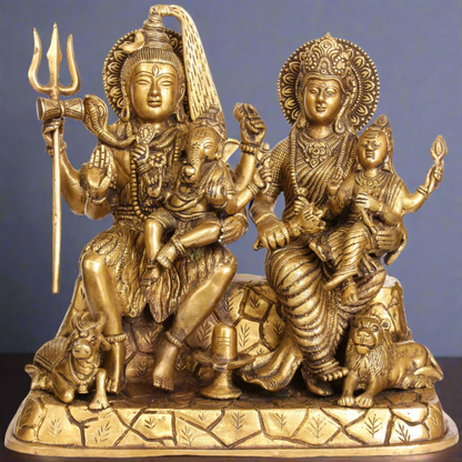 Brass Hindu God Lord Shiva Parivar Statue 1 Feet by vendor-unknown - Hindu Gods