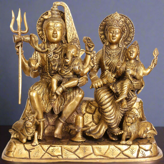 Brass Hindu God Lord Shiva Parivar Statue 1 Feet