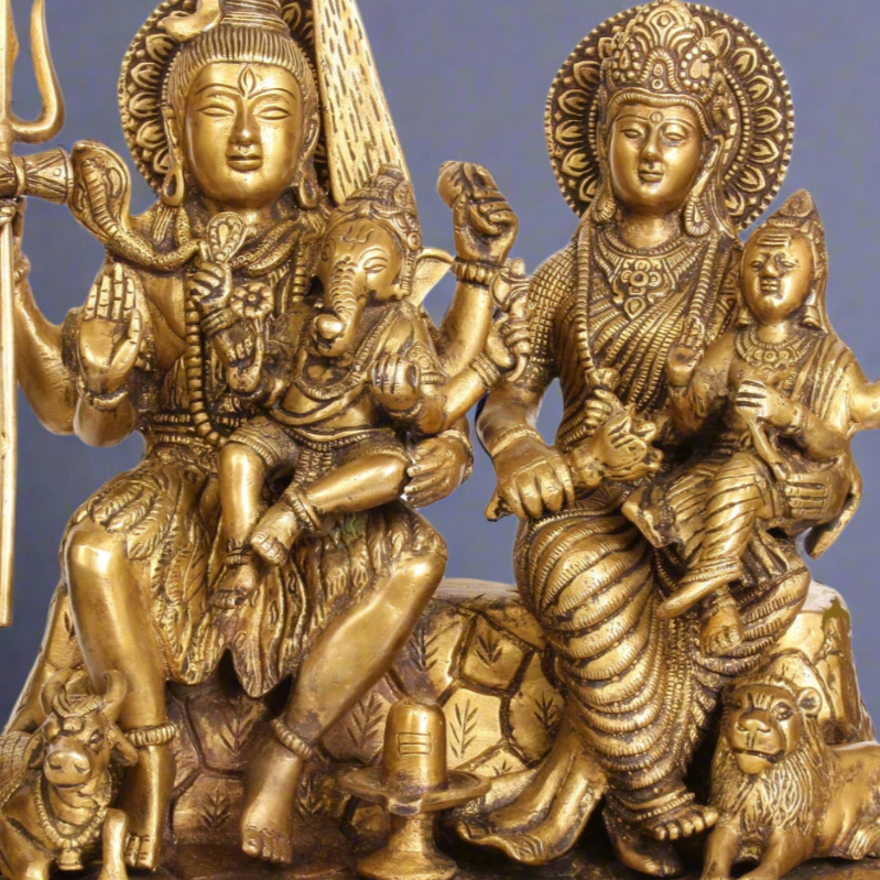 Brass Hindu God Lord Shiva Parivar Statue 1 Feet